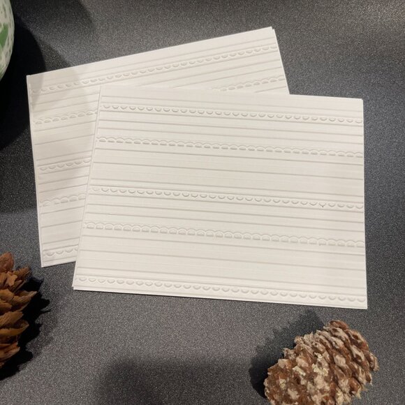 Lace Scallops Embossed Holiday Cards, White Holiday Cards Set, Handmade Elegant - Picture 4 of 5